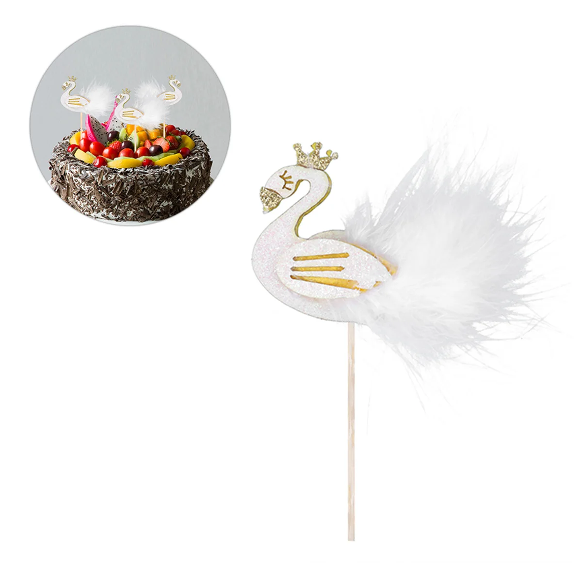 

5 PCS Wing Decoration Cupcake Pick Topper Party Supplies Birthday White
