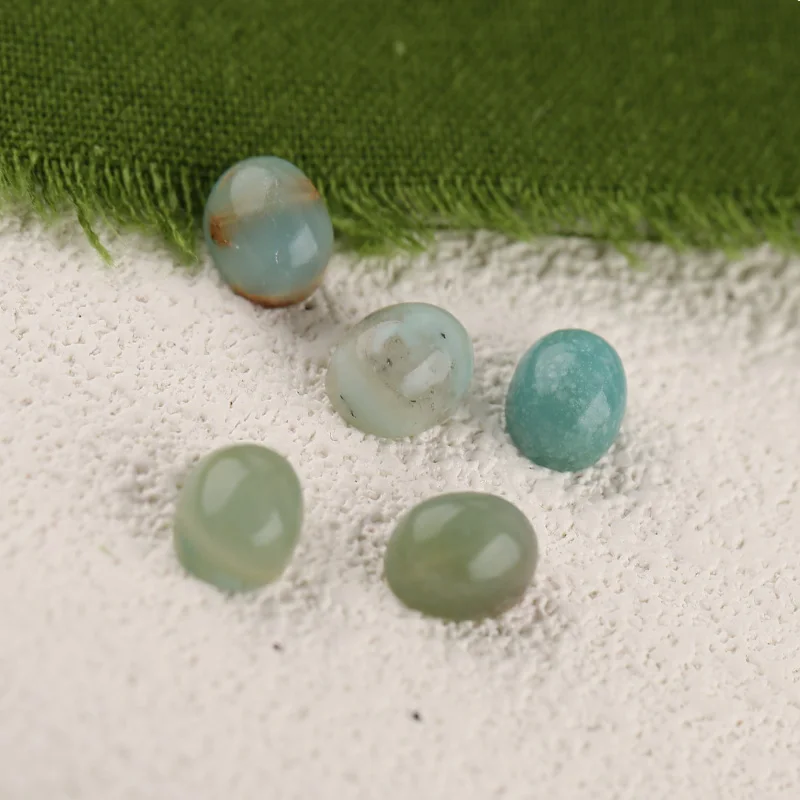 5Pcs Dark Green Blue Opal cabochon Decorative earrings and rings Handmade Natural Jewelry 9x7x5mm 0.9g