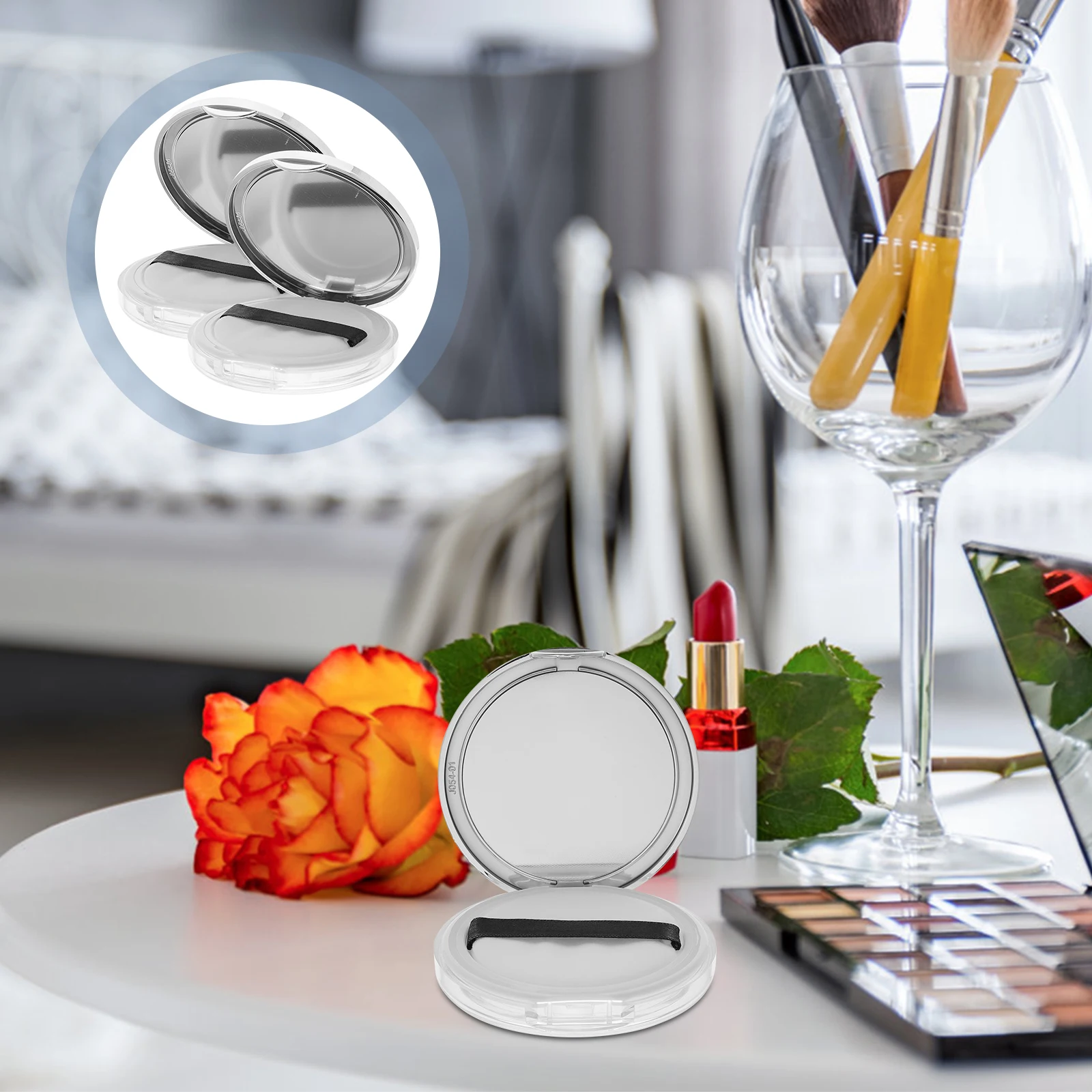 

2pcs Portable Loose Powder Case Empty 5G Foundation Box Reusable Container Travel Powder Container Small Light Easy
