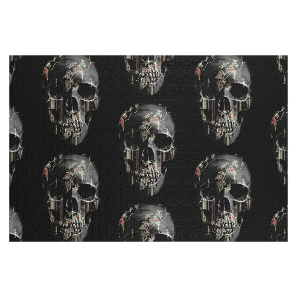 

Teargarden Skull - Black Skull with Gold and red birds Jigsaw Puzzle Custom Gift Animal Custom Personalised Jigsaw Puzzle