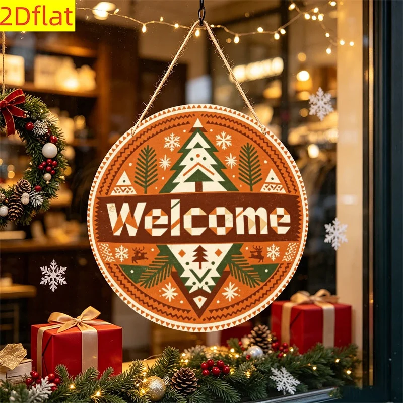 2D Flat, 2D Flat Wooden Round Hanging Sign, 1pc Per Pack. Ideal for Halloween, Christmas, Thanksgiving, and Autumn Harvest
