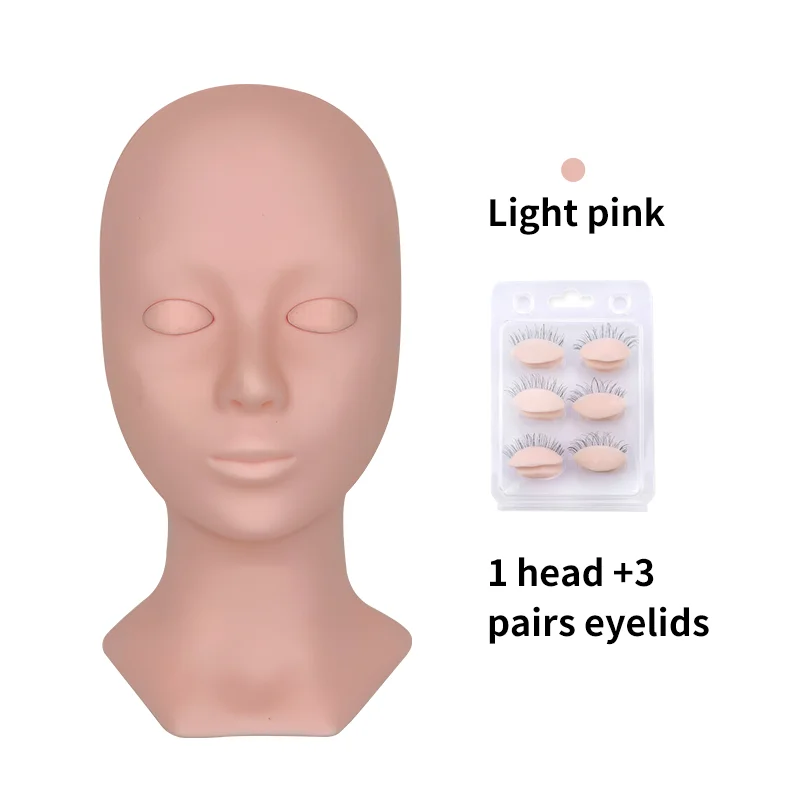 Silicone Flat Model Practice Lash Extension Mannequin Head Layered Eye Lids for Eyelash Training Beauty and Salon Application