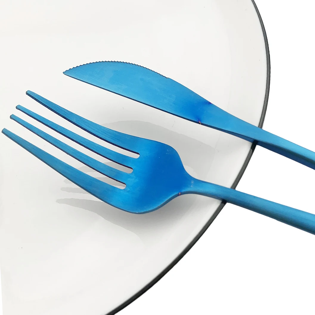 36/48Pcs Rainbow Dinnerware Set Knife Fork Spoon Flatware 304 Stainless Steel Tableware Silverware Matte Kitchen Cutlery Set