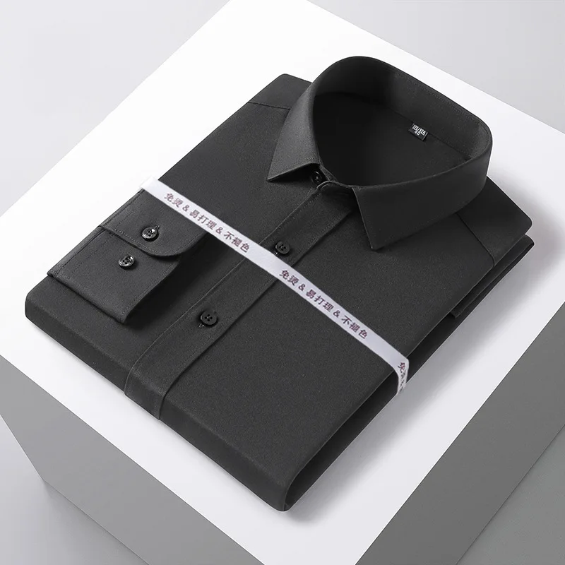 ألياف الخيزران الرجال قمصان فستان بكم طويل قمصان ل سليم صالح Camisa الأعمال الاجتماعية بلوزة قميص أبيض الأزرق ملابس للرجال