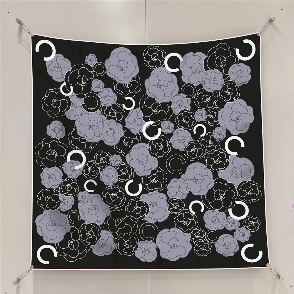 

New Black White Rose Color Small C Ladies' Shawl Large Square Scarf Fashionable Silk Tie Dye Headscarf Versatile Neck W...