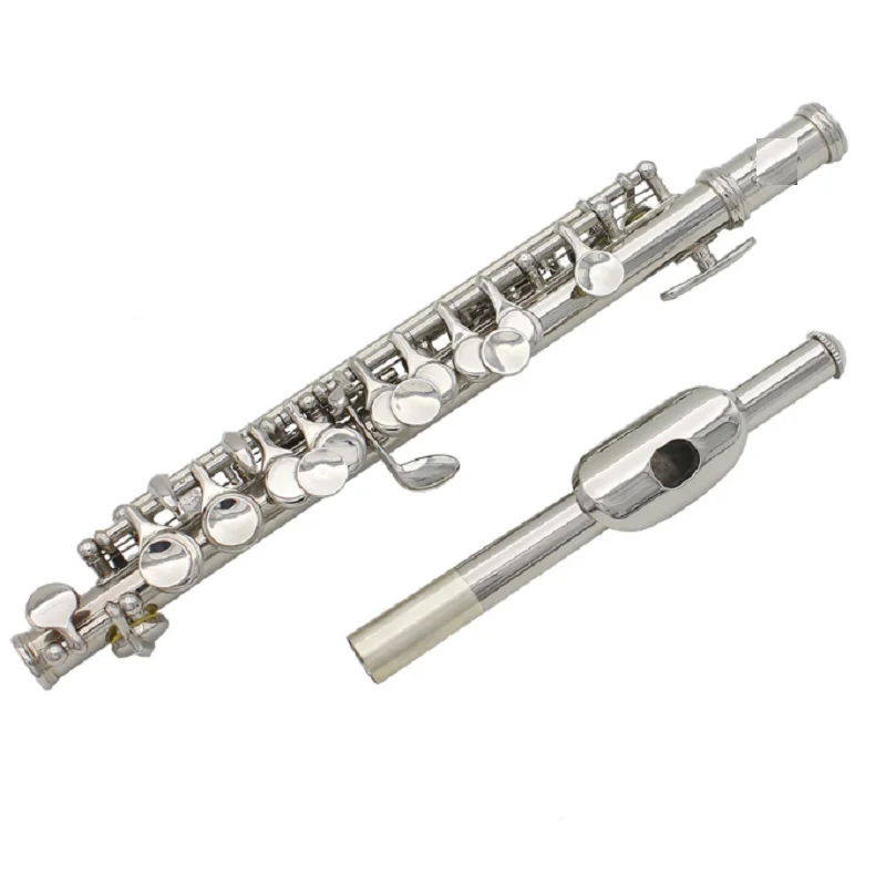 Silver C key 16 hole piccolo white copper pipe body plus E key western musical instrument