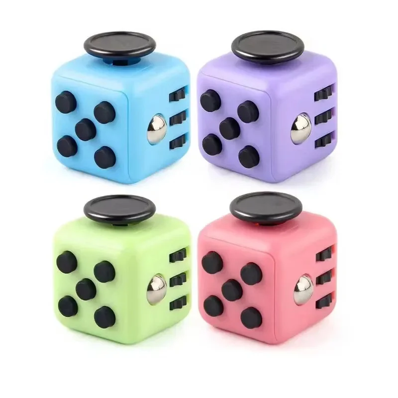 6-Side Fidget Cube & Spinner - لعبة التركيز الحسي لتخفيف التوتر، مساعد القلق الصامت ADHD للأطفال والكبار