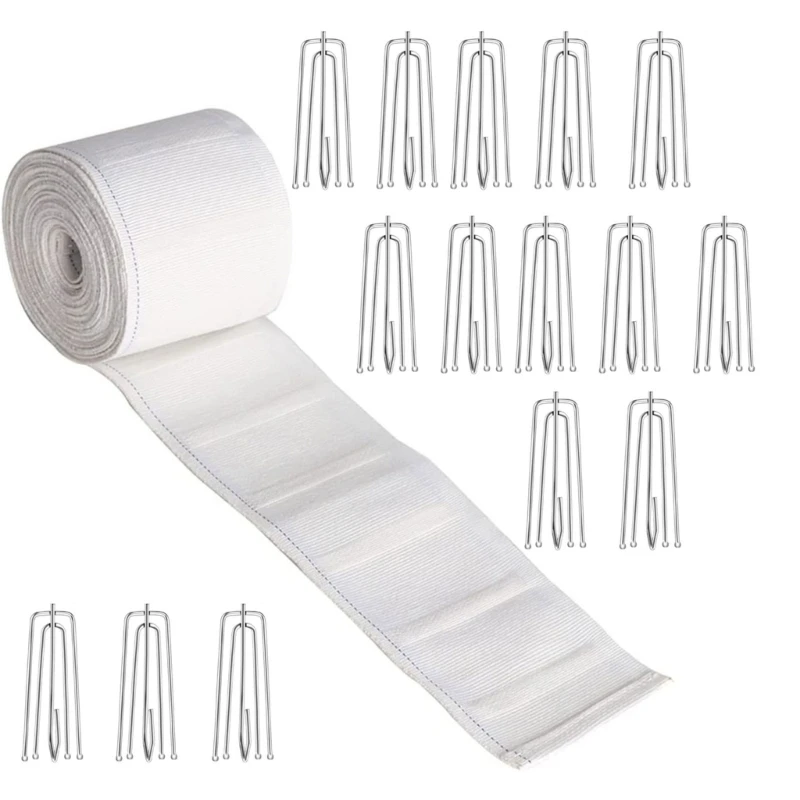 

Curtain Pleater Tape with Curtain Pleater Hooks Household for School Office Window 4 Prongs Pinch Pleat Hook