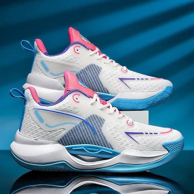 Basketball Shoes Kids High-top Mesh Sports Trainer Primary and Secondary School Students Shock-absorbing Running Sneakers