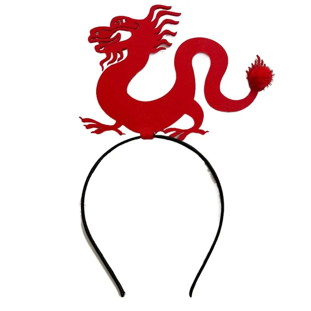 Red Hairband 2024 Happy New Year Headband Cartoon Mascot Dragon Dragon Headband Child Headwear New Year Headwear
