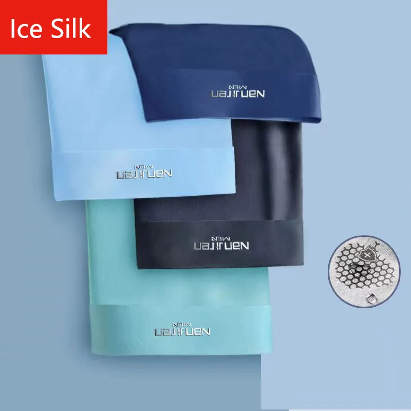 4 stks Boxershorts heren Ijs Zijde Ondergoed Mannelijke Onderbroek Ademend Sexy Dunne Slipje U Bolle Lingerie Groothandel Veel L-6XL - afbeelding 1