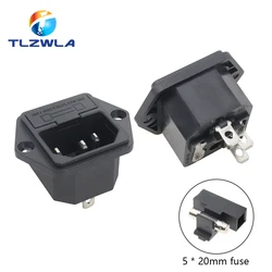 1PCS New Panel Mounted 3 Pin IEC 60320 C14 Inlet Male Power Plug 10A AC 250V W/ Fuse Holder