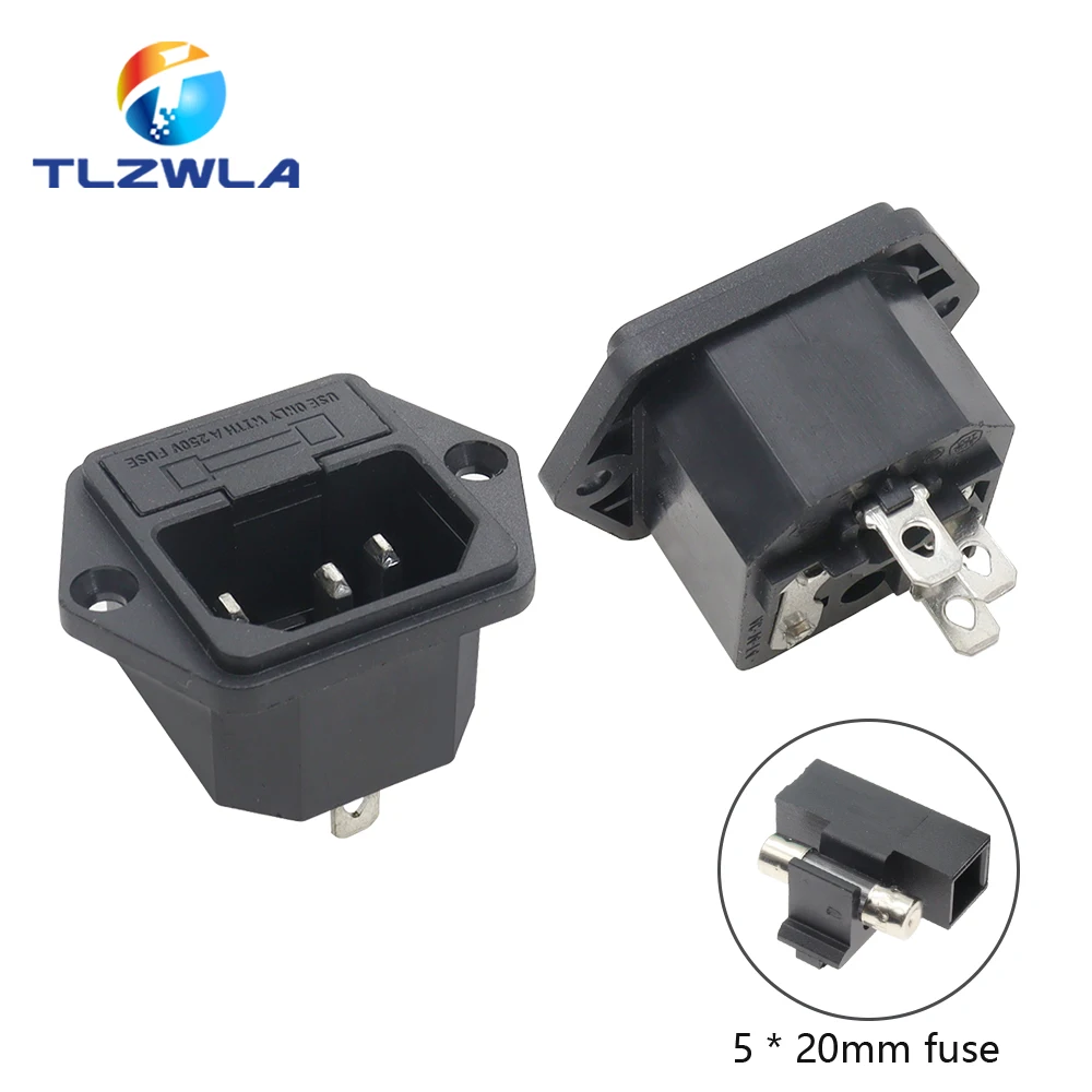 1 szt. Nowy Panel 3-pinowy IEC 60320 C14 wlot męski wtyczka zasilania 10A AC 250V z uchwytem bezpiecznika