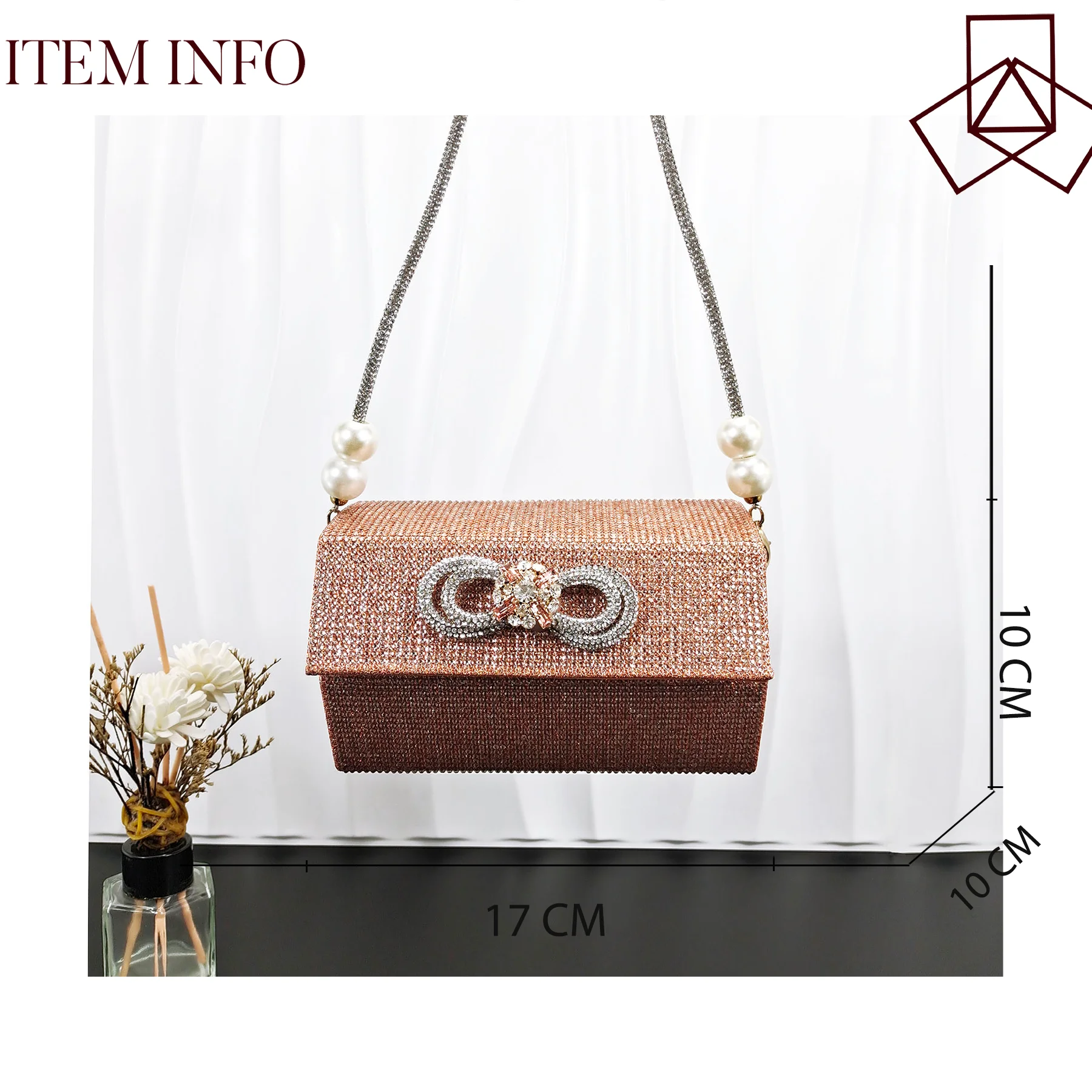 

Peach Color Women's Fashion Commuter Dual-use Bag Diamond-Shaped Banquet Handbag European And American Trendy Shoulder Bag