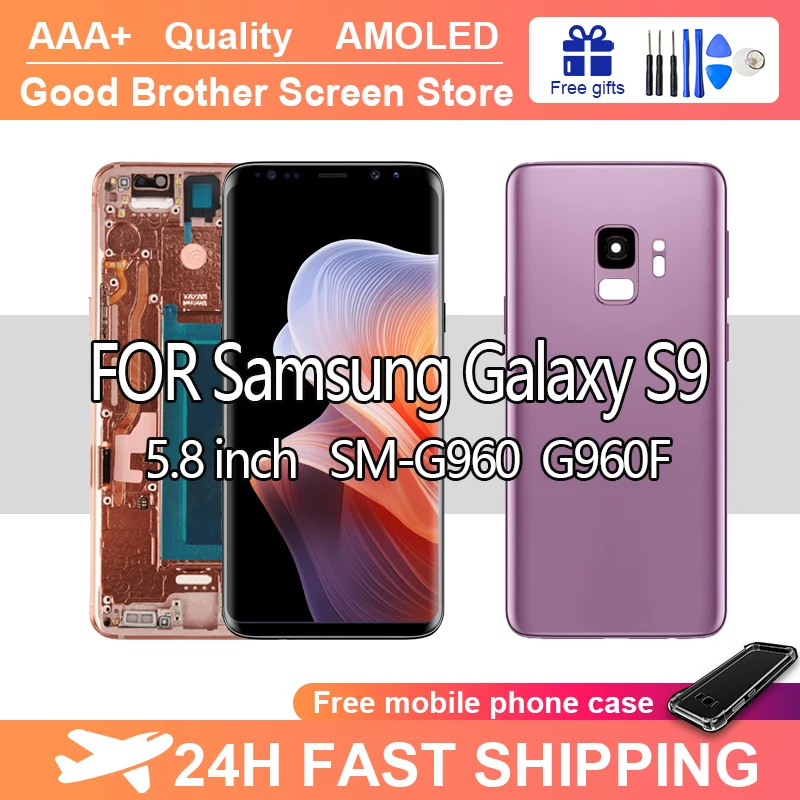 

Для Samsung Galaxy S9 Super AMOLED ЖК-дисплей G960 G960F G960A G960U Замена дигитайзера сенсорного экрана в сборе 100% работа