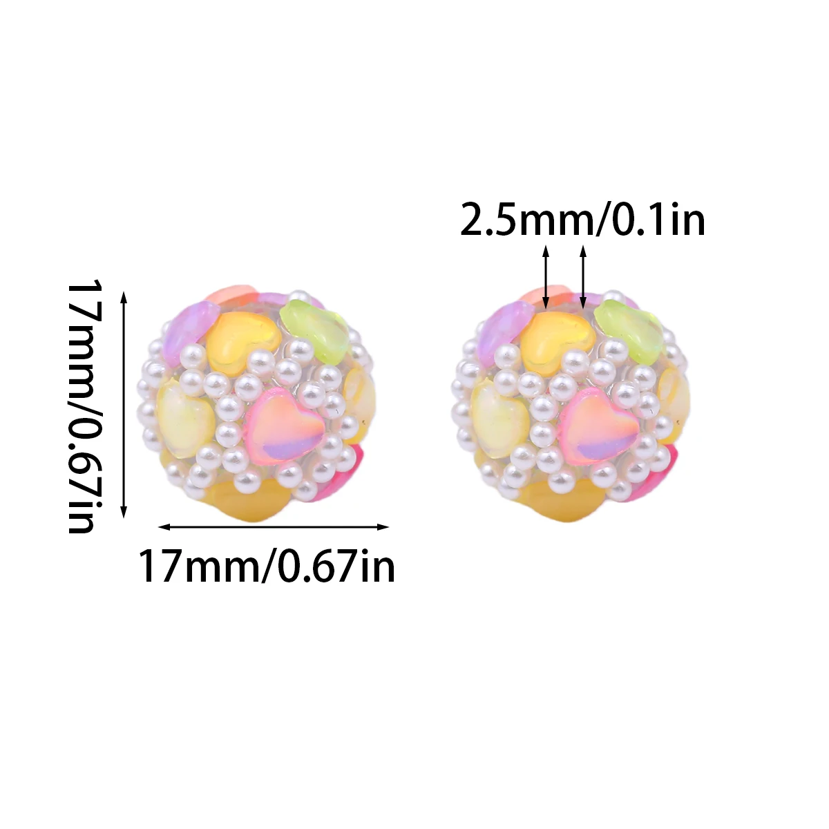 3/6/15Pcs Lovely ABS Imitation Pearl Round Acrylic Beads Creative Loving Heart Acrylic Beads for Jewelry Making DIY Necklace