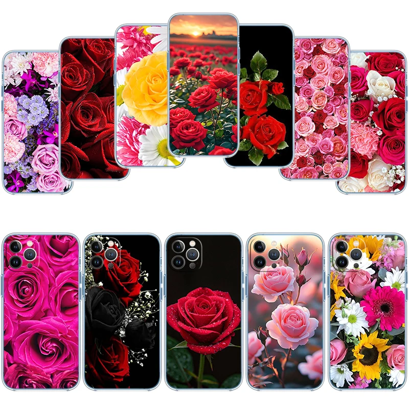UN5 Beautiful Roses Flower Transparent Phone Case for Motorola Moto Edge 20 30 40 50 S30 Fusion Ultra Pro Neo Lite + G200 G23 view 3