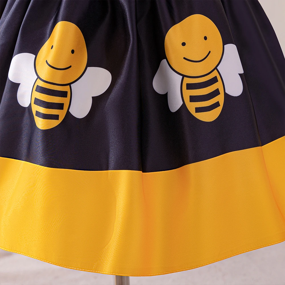 Cute Baby Honeybee Summer Tutu Dress For Girl Toddler Yellow Bee Line Costume bambini Bow Daily Holiday Clothes Infant Party Wear