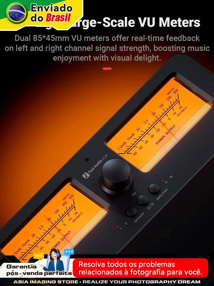 Fosi Audio LC30 amplificador conmutador de altavoz 2 en 2 salidas doble medidor de VU analógico caja conmutador de Audio con pantalla de Panel DB con control remoto