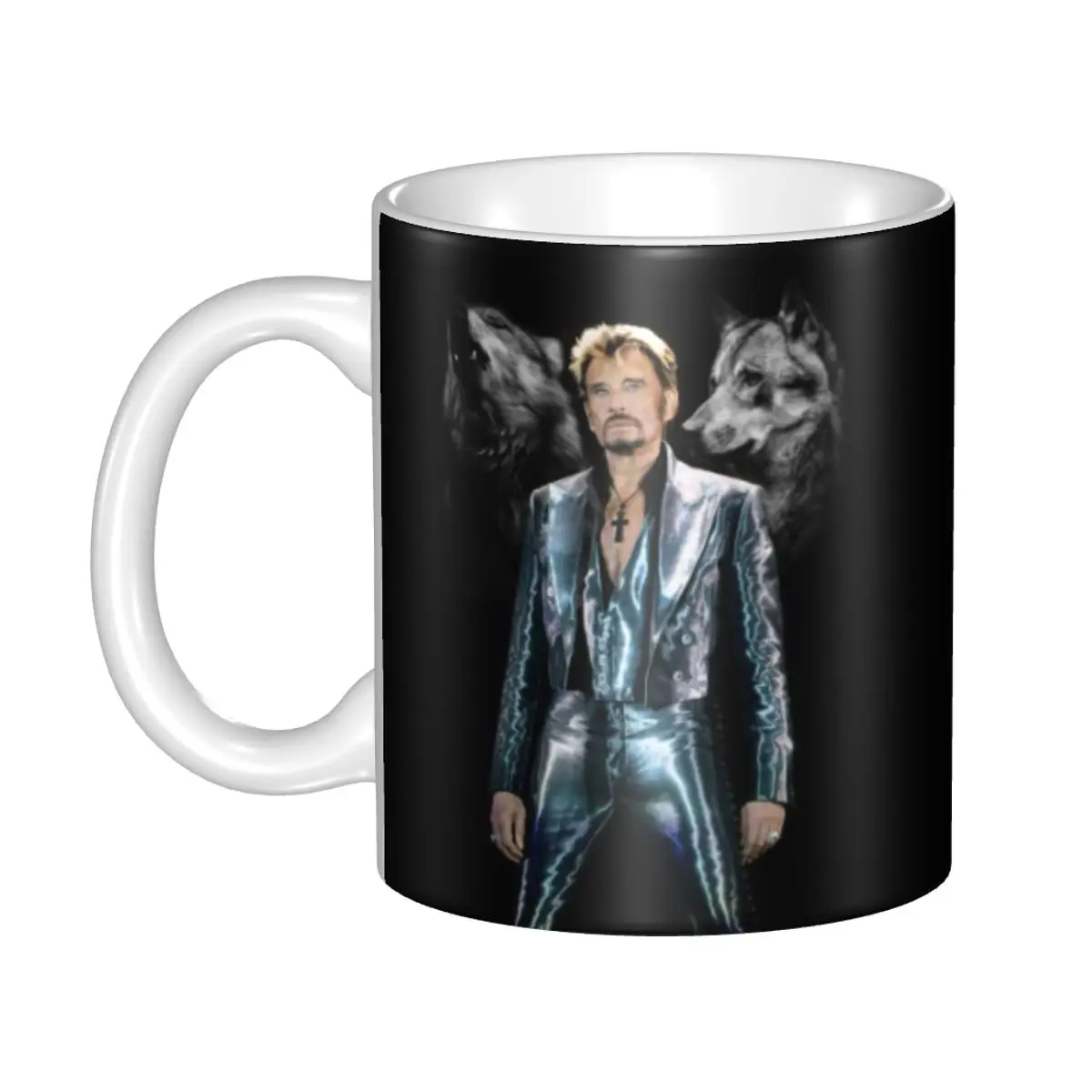 Johnny Hallyday And Wolf Coffee Mugs DIY Customized France Singer Rock Star Ceramic Tea Milk Mug Cup 5