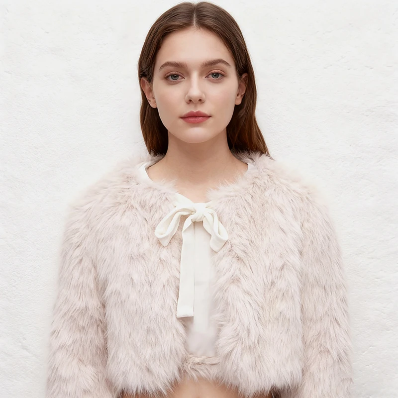 

Зимние пальто из искусственного меха 2025 года, женская новая мода, укороченный топ, бандажная осенняя пушистая куртка с мехом, теплая уличная одежда, элегантная шикарная верхняя одежда