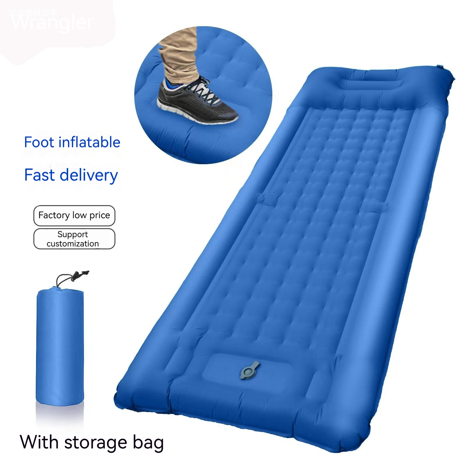 

Outdoor camping inflatable mattress Foot pedal inflatable mattress strap Camping car tent travel sleeping mat Single mattress