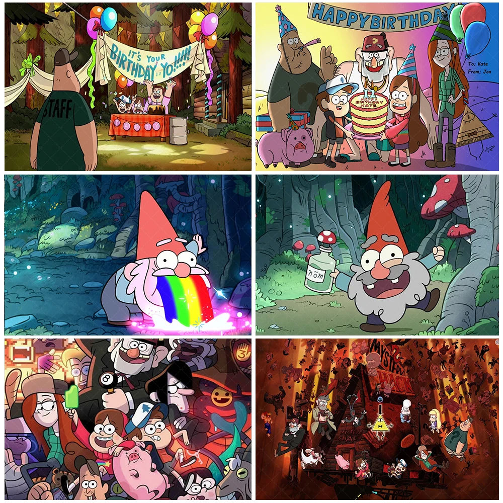 

Disney Gravity Falls Backdrop Cartoon Photography Background Kid Birthday Party Decoration Child Favor Gift Baby Shower Supplies