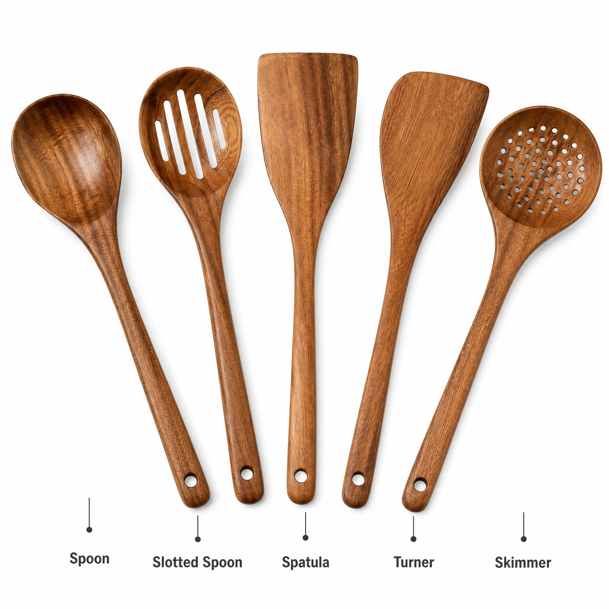 Home Cooking Restaurant - 5-Piece Wooden Kitchen Utensils Set, Natural