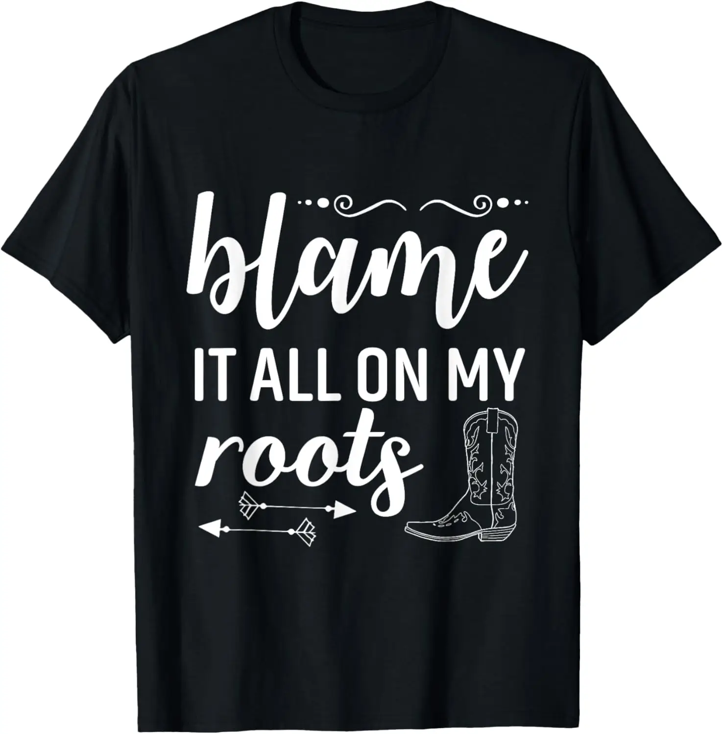 Vintage Blame It All On My Roots Music Lover Country T-Shirt 100% Cotton Trendy Y2K Short-Sleeve Tee – Soft, Quick-Drying, &