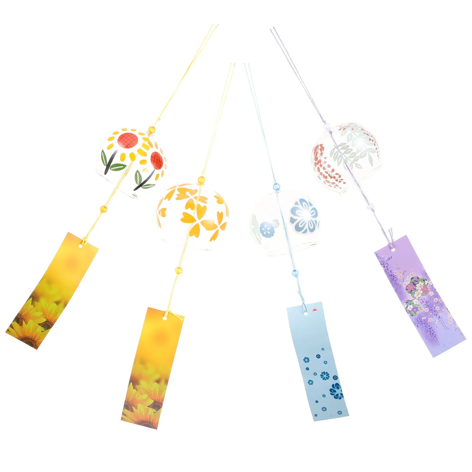

4Pcs Glass Wind Chime Decorative Hanging Pendant Lightweight Wind Bell for Home Office Garden Balcony Retro Vintage Style