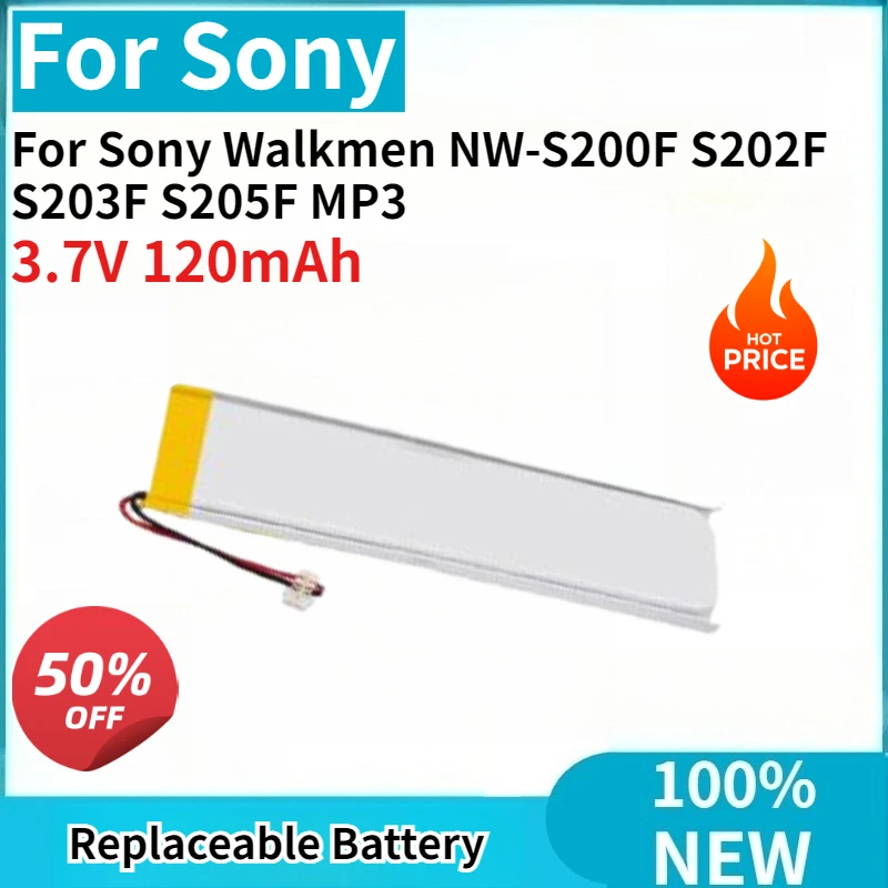 

New 3.7V 120mAh Li-Polymer Battery for Sony Walkmen NW-S200F S202F S203F S205F MP3 Rechargeable Accumulator Battery