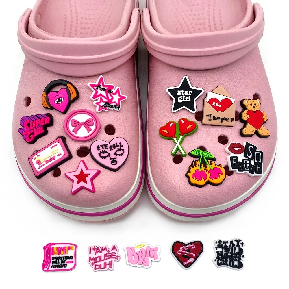 18Pcs/set Cartoon Y2K Style Shoe Charms PVC DIY Hole Shoes Detachable Buckle Garden Shoes Accessories Girls Women Festival Gift
