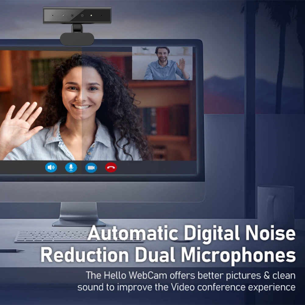 얼굴 인식 웹캠 Windows Hello 2K 웹캠 5MP 1080P 웹 카메라 IR 얼굴 인식 로그인 마이크가 있는 노트북 PC 카메라