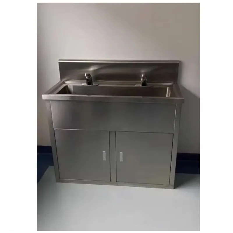 อ่างล้างมือสแตนเลส 304 สำหรับ 2 คน พร้อมกระจก