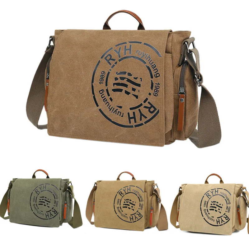 Canvas Messenger Bag Fan Men Backpack Outdoor Riding Travel Camping Rucasack School Computer Shoulder Bag