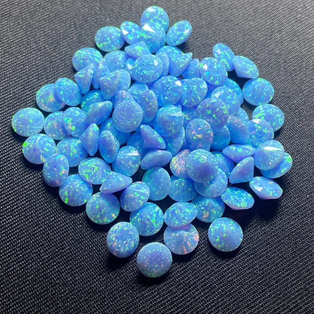 OP26 Blue Opal Diamond Faceted Cut Opals Beads Gemstone Loose Stones For Jewelry Making