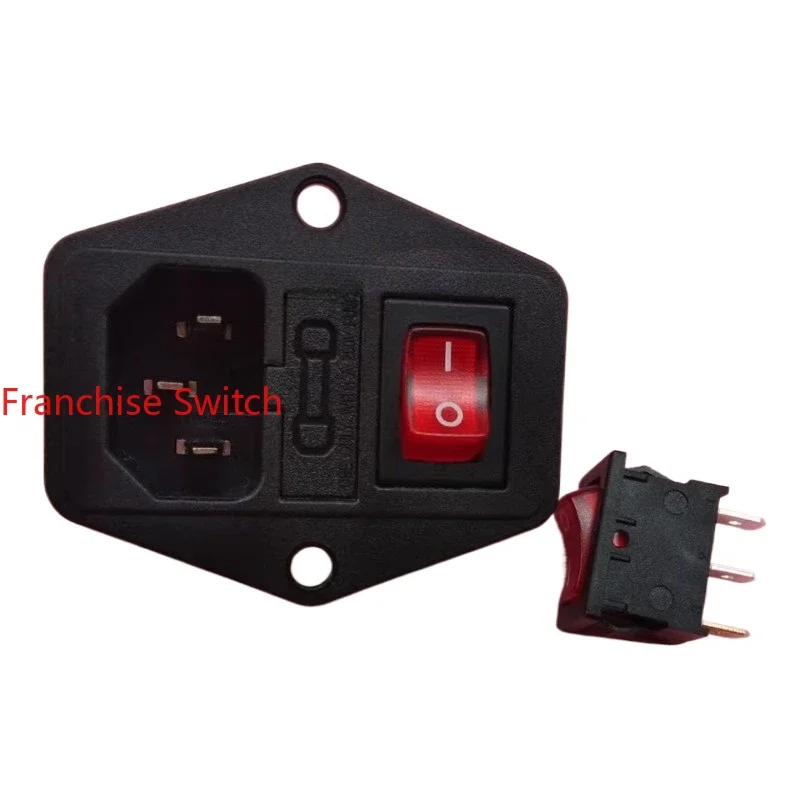 

10PCS 3-In-1 power socket JR-101-1FR AC with three feet and two gears red light switch