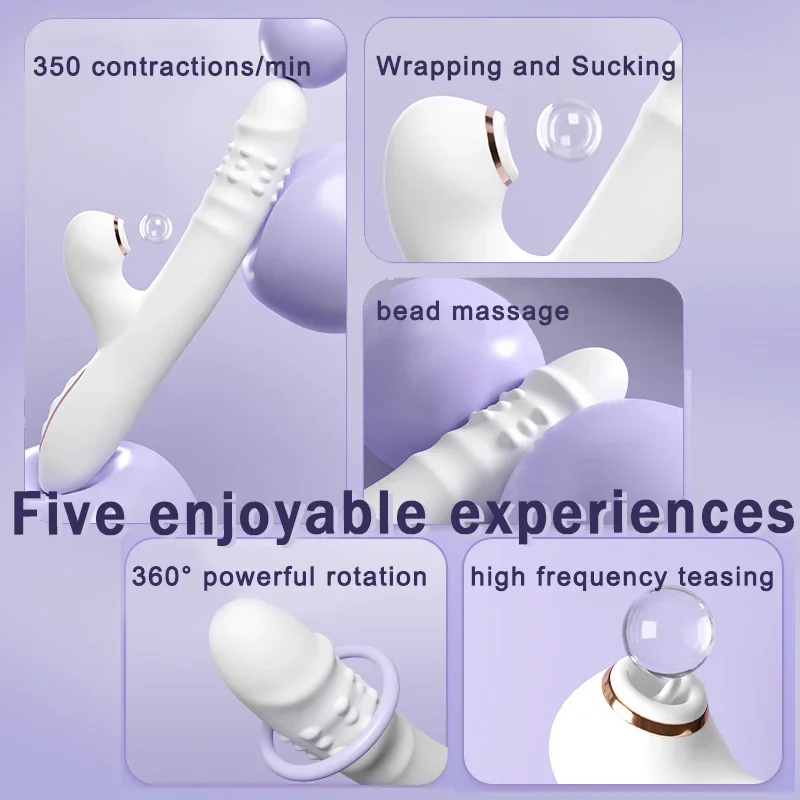 Vibrator Thrusting Dildo with multiple vibration/sucking modes, Multifunctional waterproof Sex Toys Thrusting, with Licking