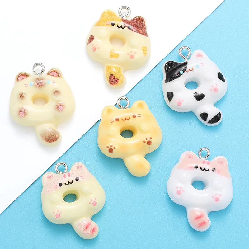 DIY Resin Donut Cat Charms, Bracelet & Bangle Beads Making Kit Set for Keychain Necklace Pendants