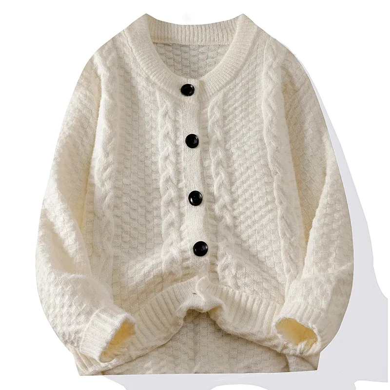 

Loose Crew Neck Spring Fall Knit Cardigan Tops Coat Sweatshirt Knitwear Sweater Jacket Long Sleeve Shirt Pullover Men Streetwear