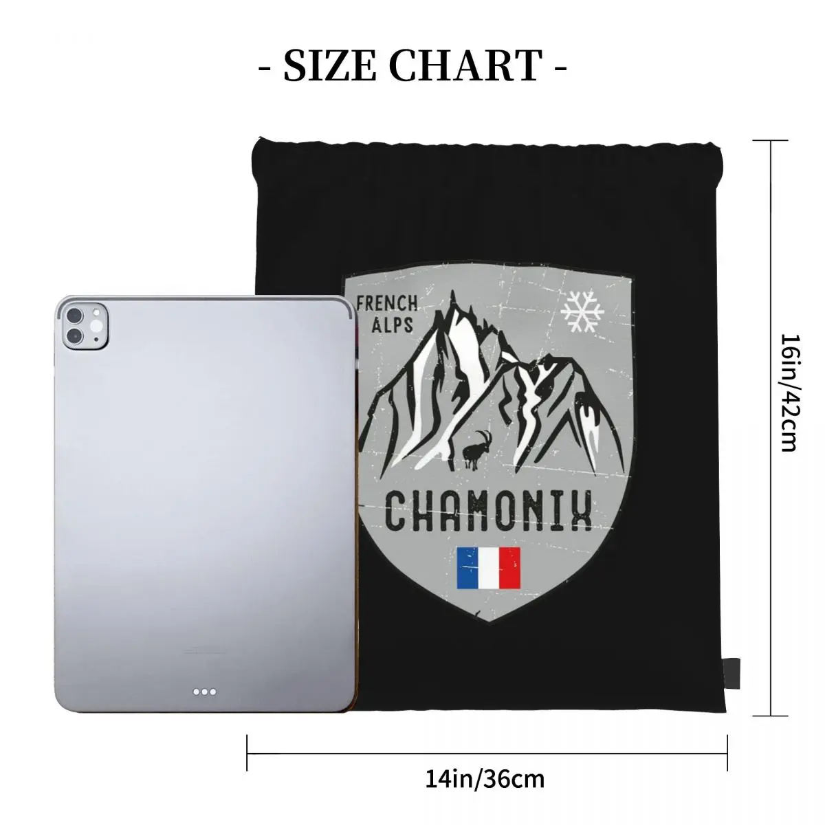 Chamonix Mountain France Emblem Backpacks Drawstring Bags Drawstring Bundle Pocket Shoes Bag Book Bags For Man Woman School