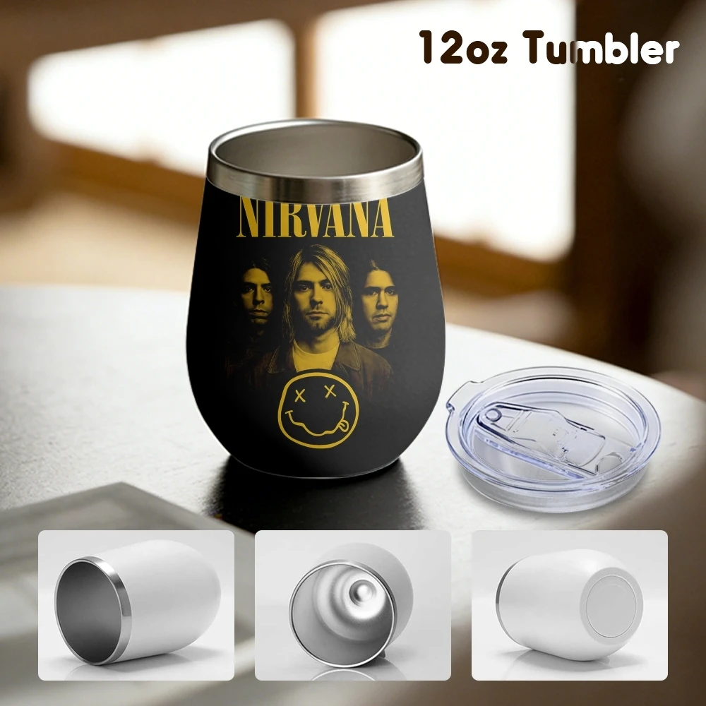 Rock Band N-nirvana Vacuum Flasks 12oz Insulated Wine Tumbler Vacuum Coffee Mug Egg Shape Thermos Cup - view 2