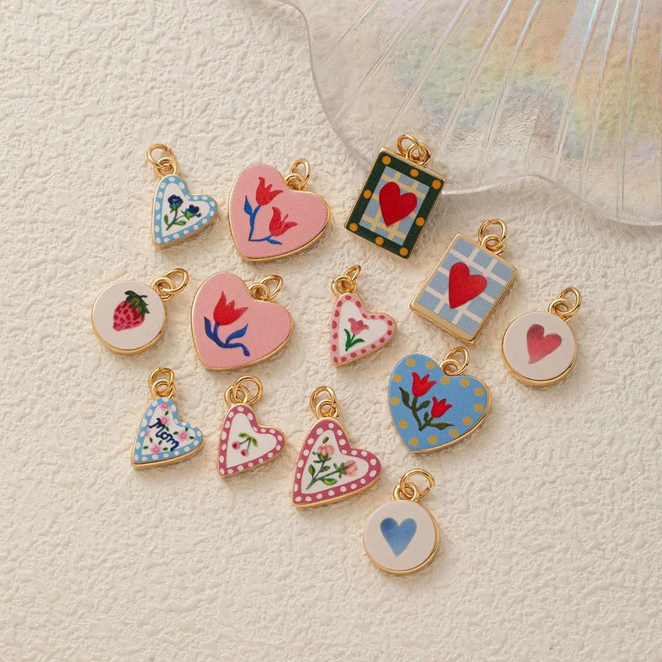 

Позолоченный кулон с изображением сердца из цветов мовы, круглый клубно-синий цвет, удерживающий ювелирный аксессуар, новый медный материал...