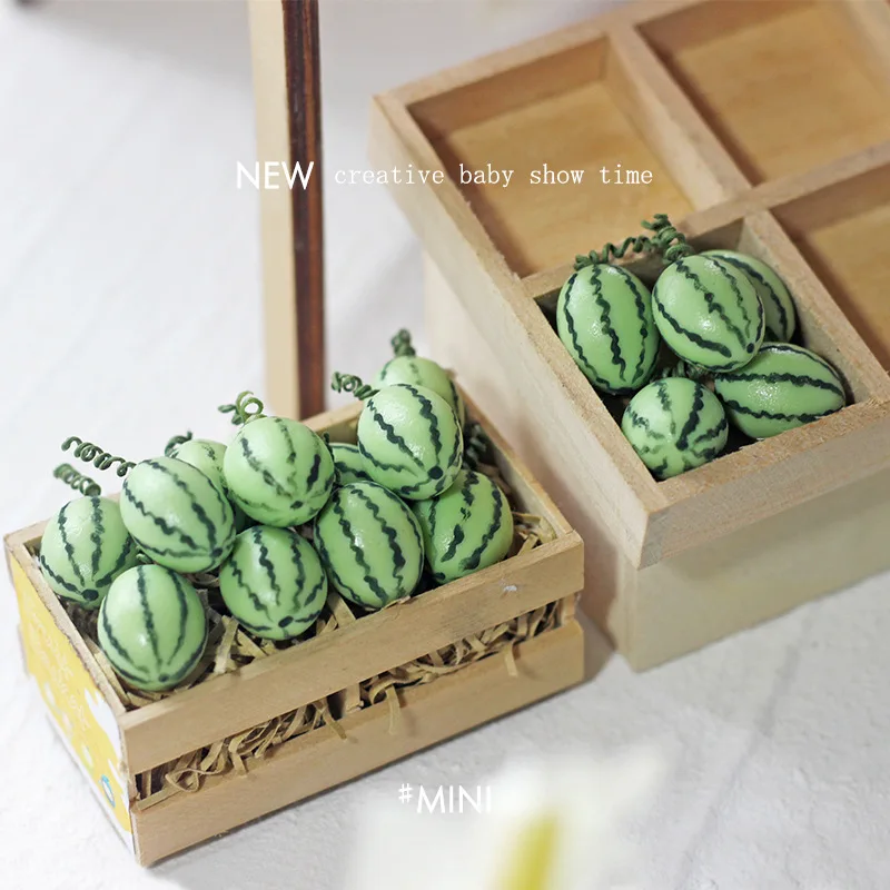 2Pcs/Lot Mini Watermelon 1/12 1/6 Mini Doll House Home Decoration BJD Doll Toy Kids Pretend Play Toy Children Gift