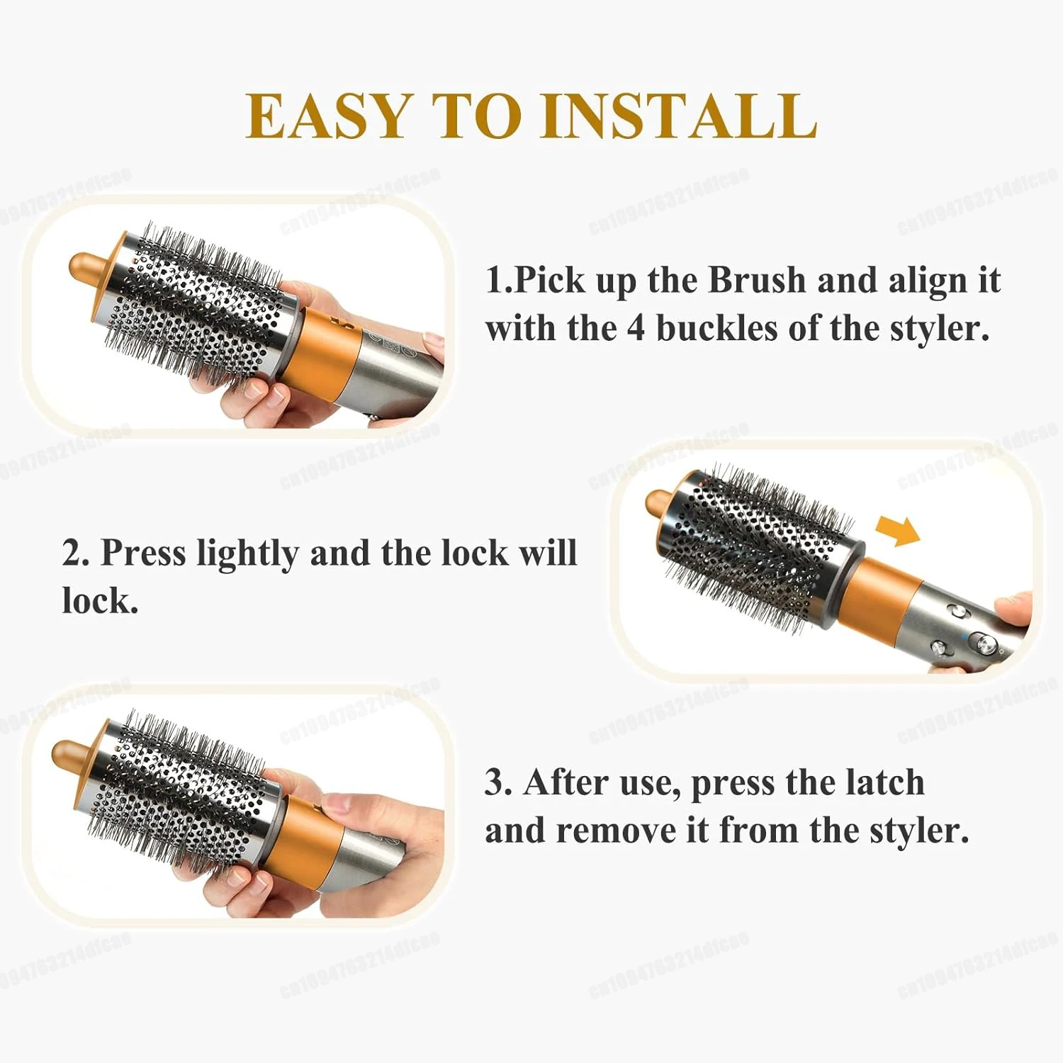 20/38/55MM Round Brush Attachment Compatible with Dyson Airwrap HS01/05/08 Nickel Big Round Brush Volumizer For Dyson Hair Dryer image 3