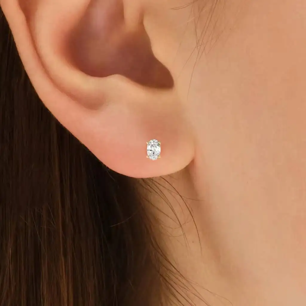 14k Real Solid Gold Jewelry Lab Gold Diamond Earrings IGI GIA Certified Diamond Studs Wedding Set Fine Fashion Studs Oval