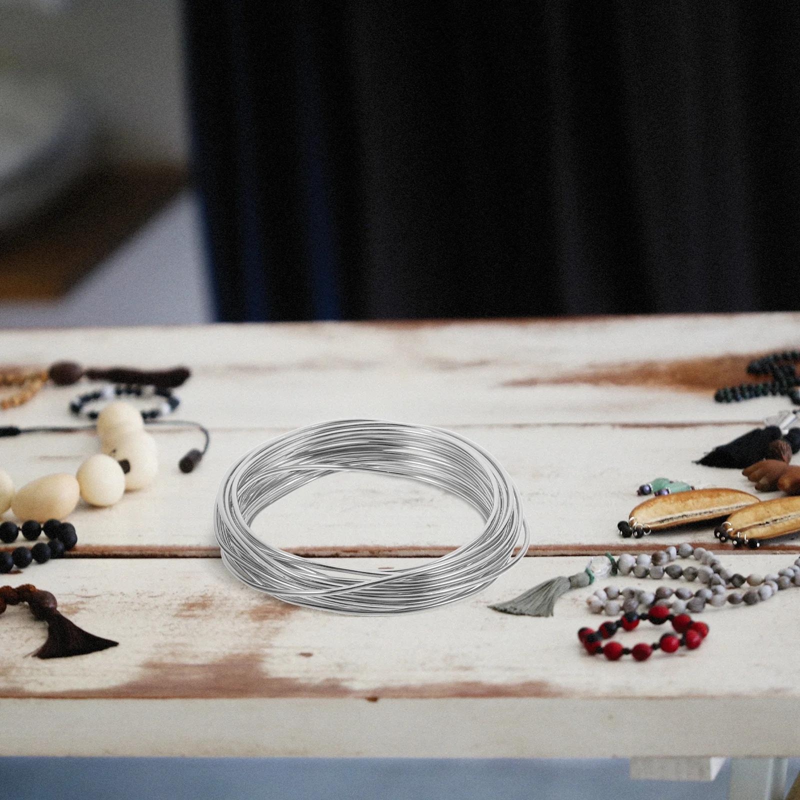 سلك ألومنيوم بطول 5 متر للحرف اليدوية، سلك صنع المجوهرات المرن، مشاريع فنية ذاتية الصنع، شرائط معدنية فضية للهواة