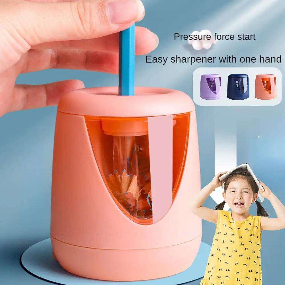 Automatic Electric Pencil Sharpener With Cartoon Stickers Protection School Office Stationery Supplies Safety School J5P7
