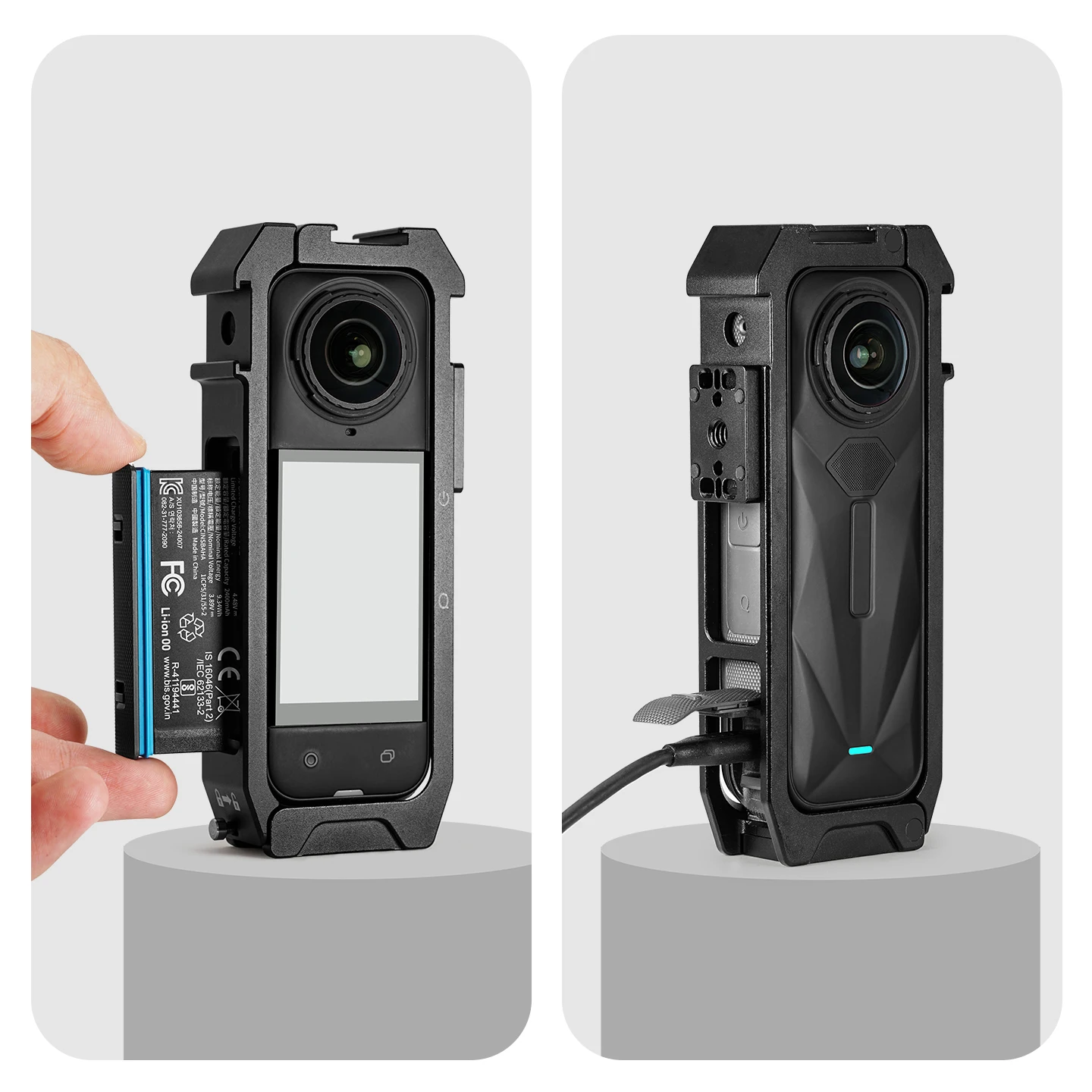 

Protective Cage Frame for Insta360 X5 Magnetic Bracket Fast Swap Cage Horizontal Vertical Vlog Mount Cold Shoe Light Holder