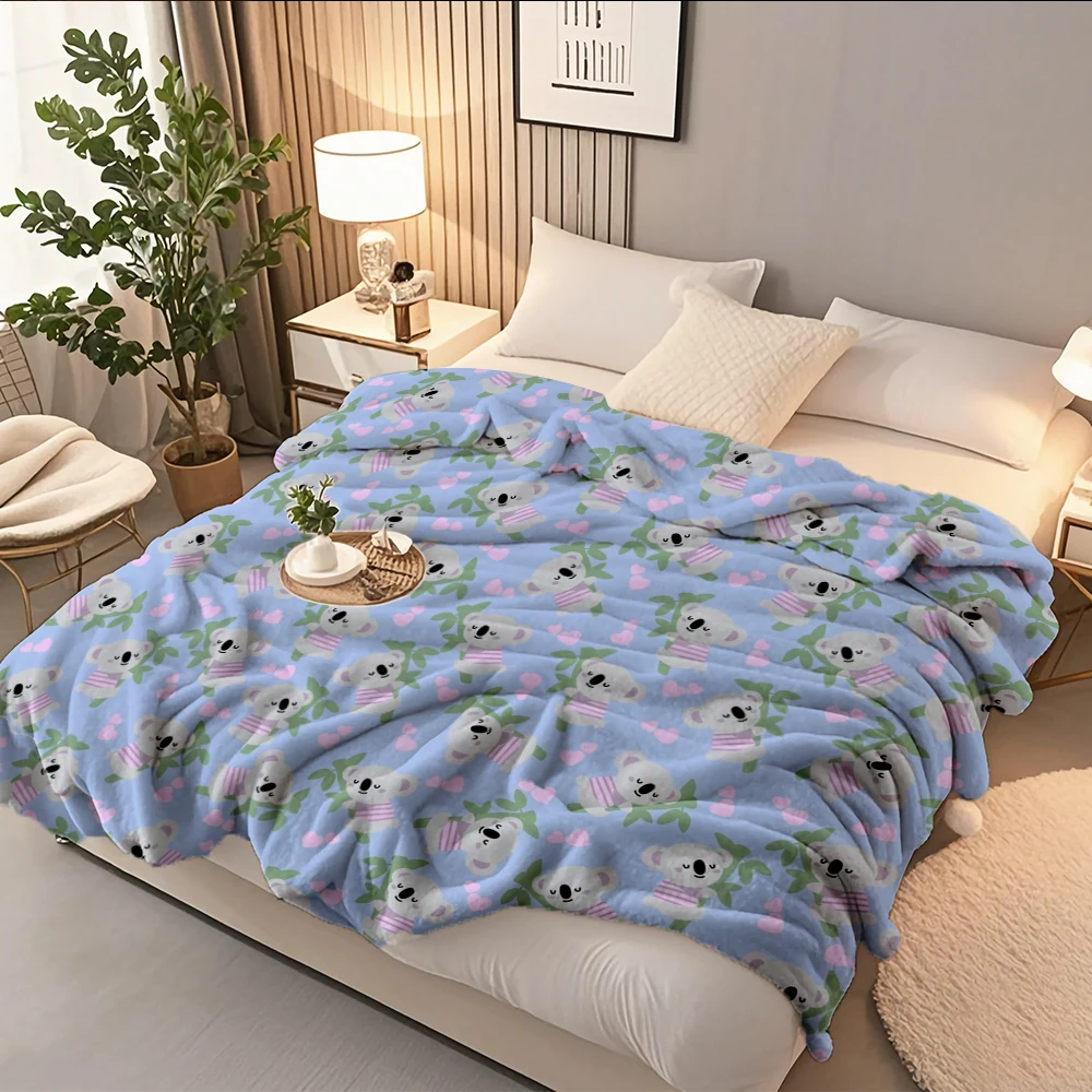 

Minimalist Flannel Bed Blanket Cute Australian Koala Bear Hospitality Bedding Travel Blanket Ultra-soft Touch Odor-resistant